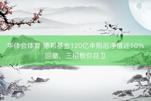 华体会体育 德邦基金120亿申购后净值近10%回撤，三招教你自卫
