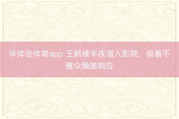 华体会体育app 王鹤棣半夜潜入影院，偷看不雅众确凿响应