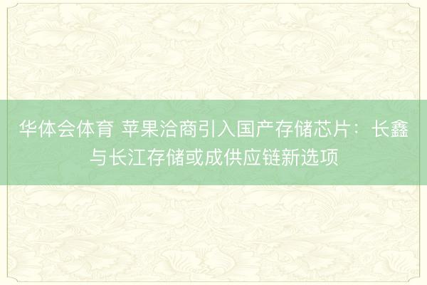 华体会体育 苹果洽商引入国产存储芯片：长鑫与长江存储或成供应链新选项